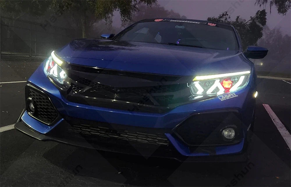 Pair Led Headlights For Honda Civic 2016-2021 Sedan Hatchback Hatch Type R Touring LX EX EX-L Sport FK7 FK8 10th Head Light Lamp