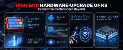 [Lifetime Free Update] KINGBOLEN K8 PRO ELITE Auto Diagnostic Tool Full System ECU Coding 40 Service Bidirectionnal OBD2 Scanner