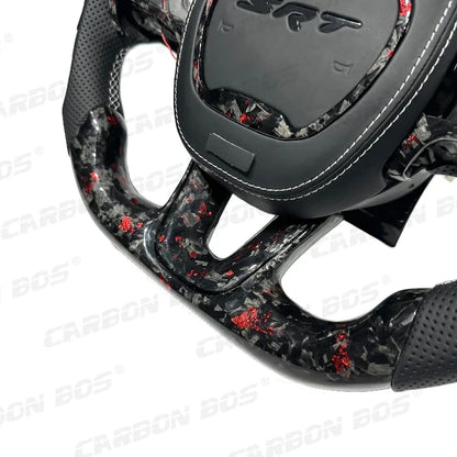 Forged Carbon Fiber Steering Wheel for Dodge CHALLENGER Challenger ChargerSRT HELLCAT Car Steering Wheel with LED Flash Cover