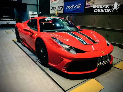 Suitable for Ferrari 458 Modified with Special Carbon Fiber Tail Wing, Front Bumper, Hood, Lip, Rear Spoiler Comparison Trim