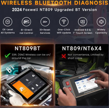 FOXWELL NT809BT OBD2 Bluetooth Car Diagnostic Tool All System Bi-Directional Test 30+ Reset Code Reader OBD2 Scanner Tool