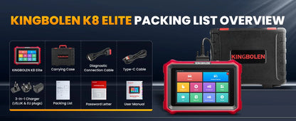 [Lifetime Free Update] KINGBOLEN K8 PRO ELITE Auto Diagnostic Tool Full System ECU Coding 40 Service Bidirectionnal OBD2 Scanner