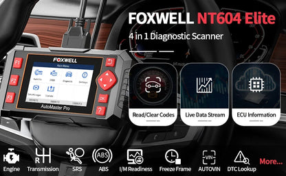 FOXWELL NT604 Elite Wireless OBD2 Scanner Engine ABS SRS Transmission Diagnostic Tools Automotive Scanner OBD 2 Code Reader