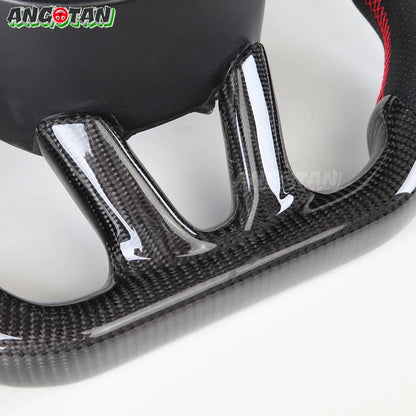 Carbon Fiber Steering Wheel For Dodge Challenger Charger 2015-2022 Alcantara LED Racing Steering Wheel Customized Perforated