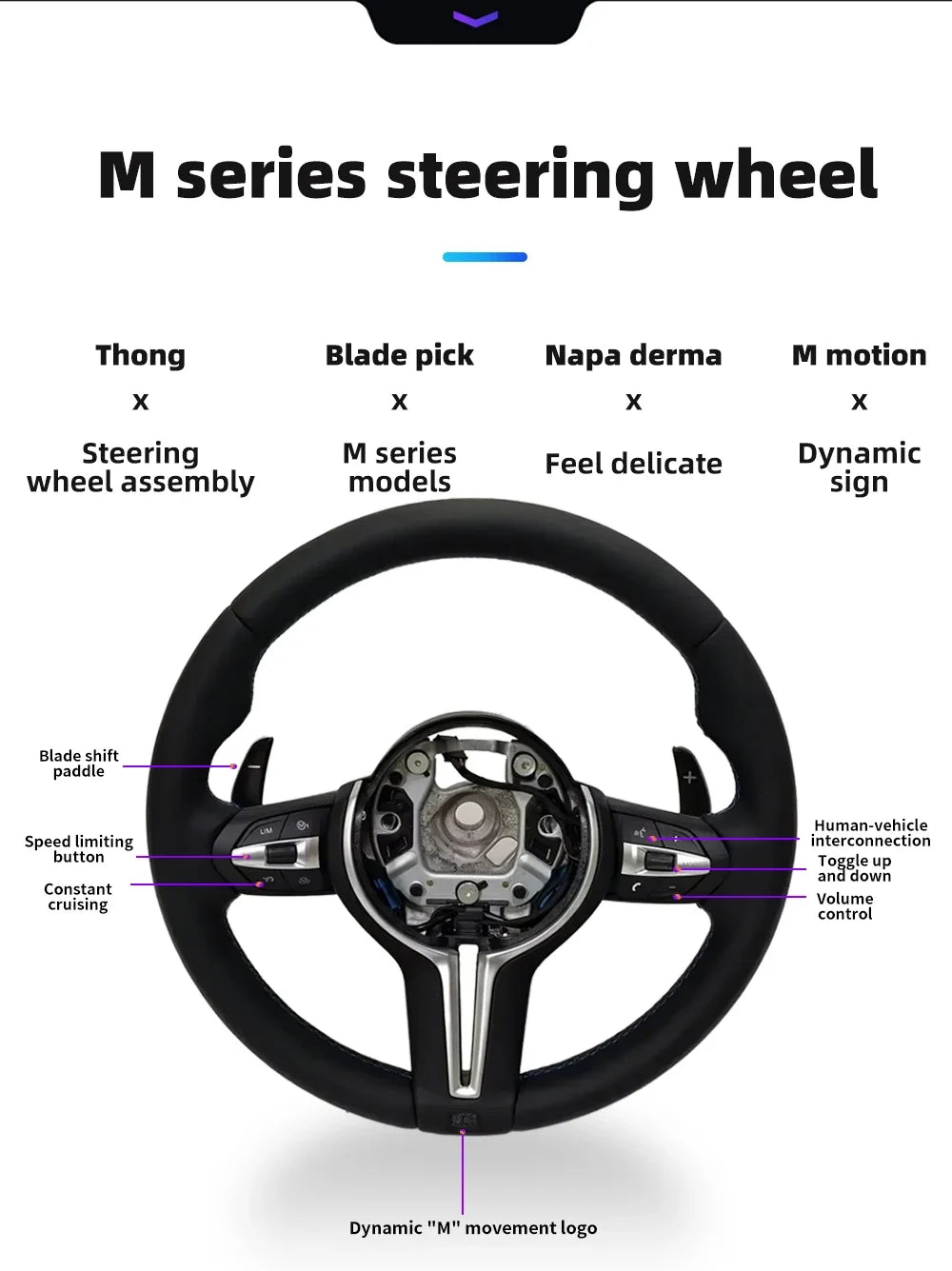 Interior M Series Leather Steering Wheel For BMW M3 M5 F20 F22 F23 F30 F33 F34 X1 F48 X5 F15 X3 F25 F80 E90 E70 E84 With Paddles