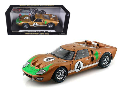 1966 Ford GT-40 MK 2 Gold #4 1/18 Diecast Car Model by Shelby Collectibles  free shipping USA