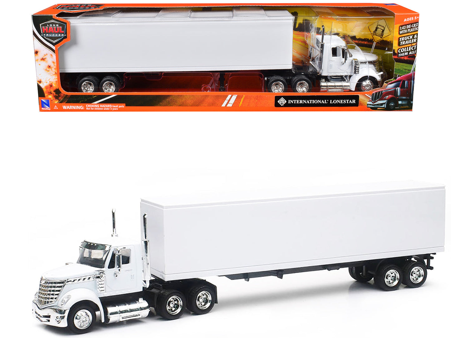 International LoneStar Truck with Dry Goods Trailer White "Long Haul Truckers" Series 1/43 Diecast Model by New Ray  free shipping USA