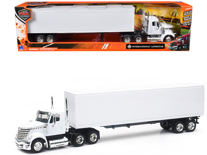 International LoneStar Truck with Dry Goods Trailer White "Long Haul Truckers" Series 1/43 Diecast Model by New Ray  free shipping USA