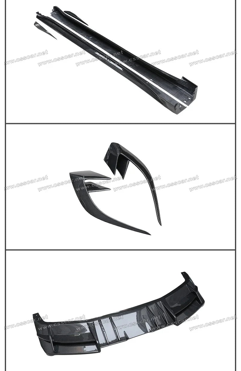 Abina Style Car Front Bumper Diffuser Rear High Spoiler Wing Splitter Canard Lip For Lotus Emeya Dry Carbon Fiber Side Skirts