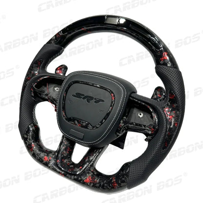 Forged Carbon Fiber Steering Wheel for Dodge CHALLENGER Challenger ChargerSRT HELLCAT Car Steering Wheel with LED Flash Cover