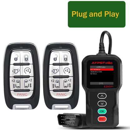 ATPSTOGO New Replacement Remote Key fob and Programmer tool For 2007-2017 Dodge Ram 1500 2500 3500 programming key fob GQ4-53T
