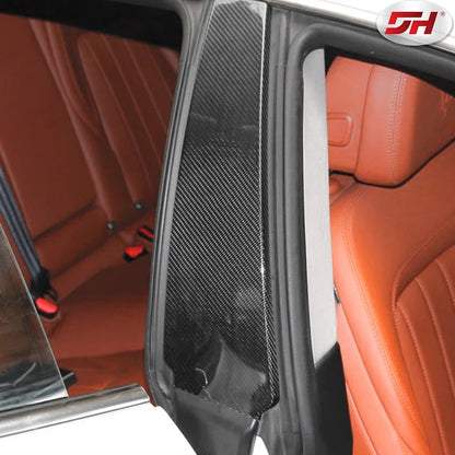 Car Carbon Fiber Window Center Pillar B-pillar Decorative Sticker Cover for Maserati Quattroporte Ghibli 2013- UP