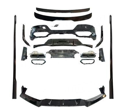 ABS Body Kits Three section Front Lip Rear Lip Top Wing Tail Wing Side Skirt Black Throat for BMW 7 Series G70 Sport 2023+