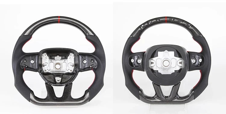 Carbon Fiber Steering Wheel For Dodge Challenger Charger 2015-2022 Alcantara LED Racing Steering Wheel Customized Perforated