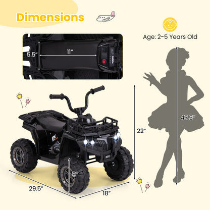 6V Kids Ride On Electric ATV with LED Headlights and MP3 Player-Blue