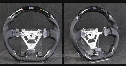 For Nissan 350Z Z33 2003-2008 LED Steering Wheel Carbon Fiber Perforated Leather Steering Wheel Flat Bottom Red Stitching