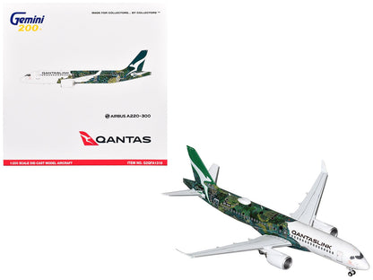 Airbus A220-300 Commercial Aircraft "QantasLink - Minyma Kutjara Tjukurpa Livery" (N531PA) White with Green Graphics "Gemini 200" Series 1/200 Diecast Model Airplane by GeminiJets  free shipping USA