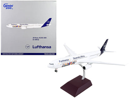 Airbus A330-300 Commercial Aircraft "Lufthansa - Diversity Wins" White with Blue Tail "Gemini 200" Series 1/200 Diecast Model Airplane by GeminiJets  free shipping USA