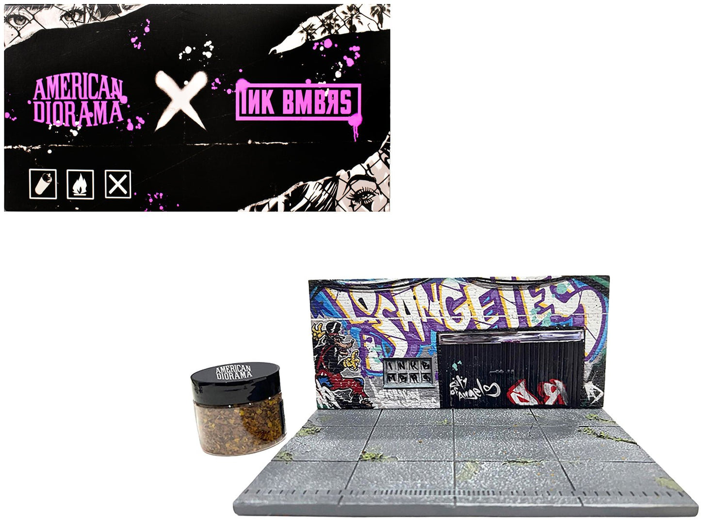 "American Diorama X INK BMBRS - LA Graffiti" Street Art Diorama for 1/64 Scale Models by American Diorama  free shipping USA