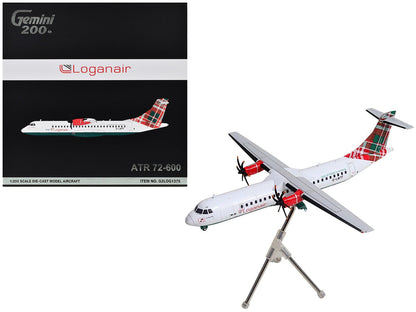 ATR 72-600 Commercial Aircraft "Loganair - Isle of Man's Airline" (G-LMTF) White with Green and Red Plaid Tail "Gemini 200" Series 1/200 Diecast Model Airplane by GeminiJets  free shipping USA