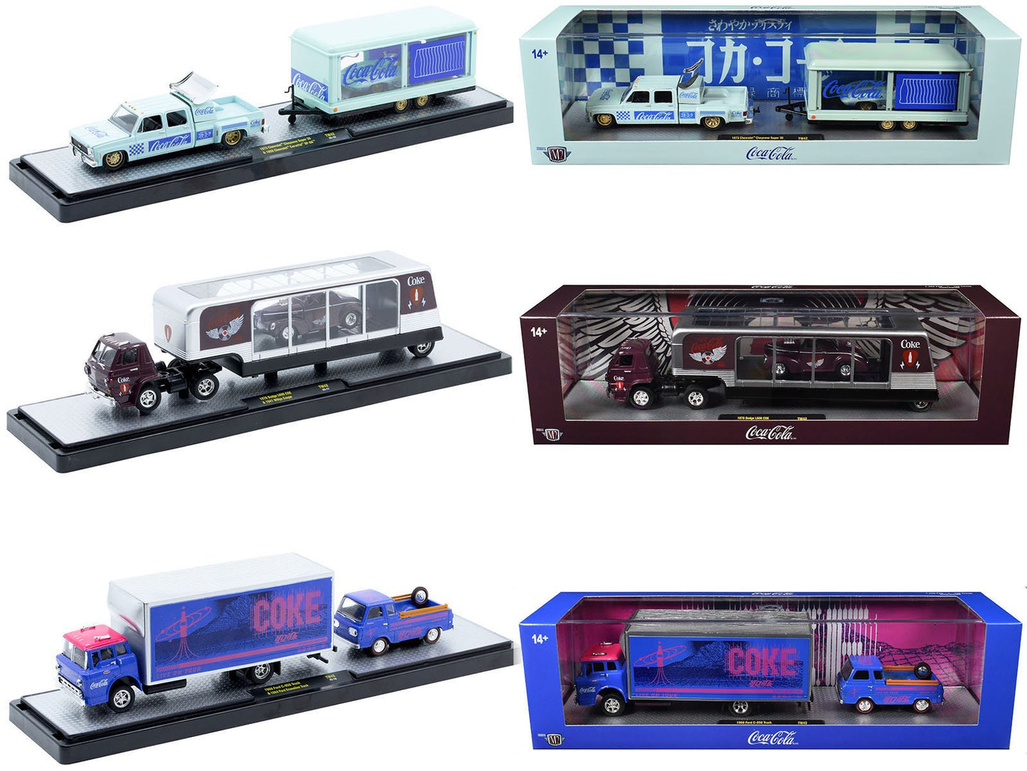 Auto Haulers "Coca-Cola" Set of 3 pieces Release 42 Limited Edition to 8200 pieces Worldwide 1/64 Diecast Models by M2 Machines  free shipping USA