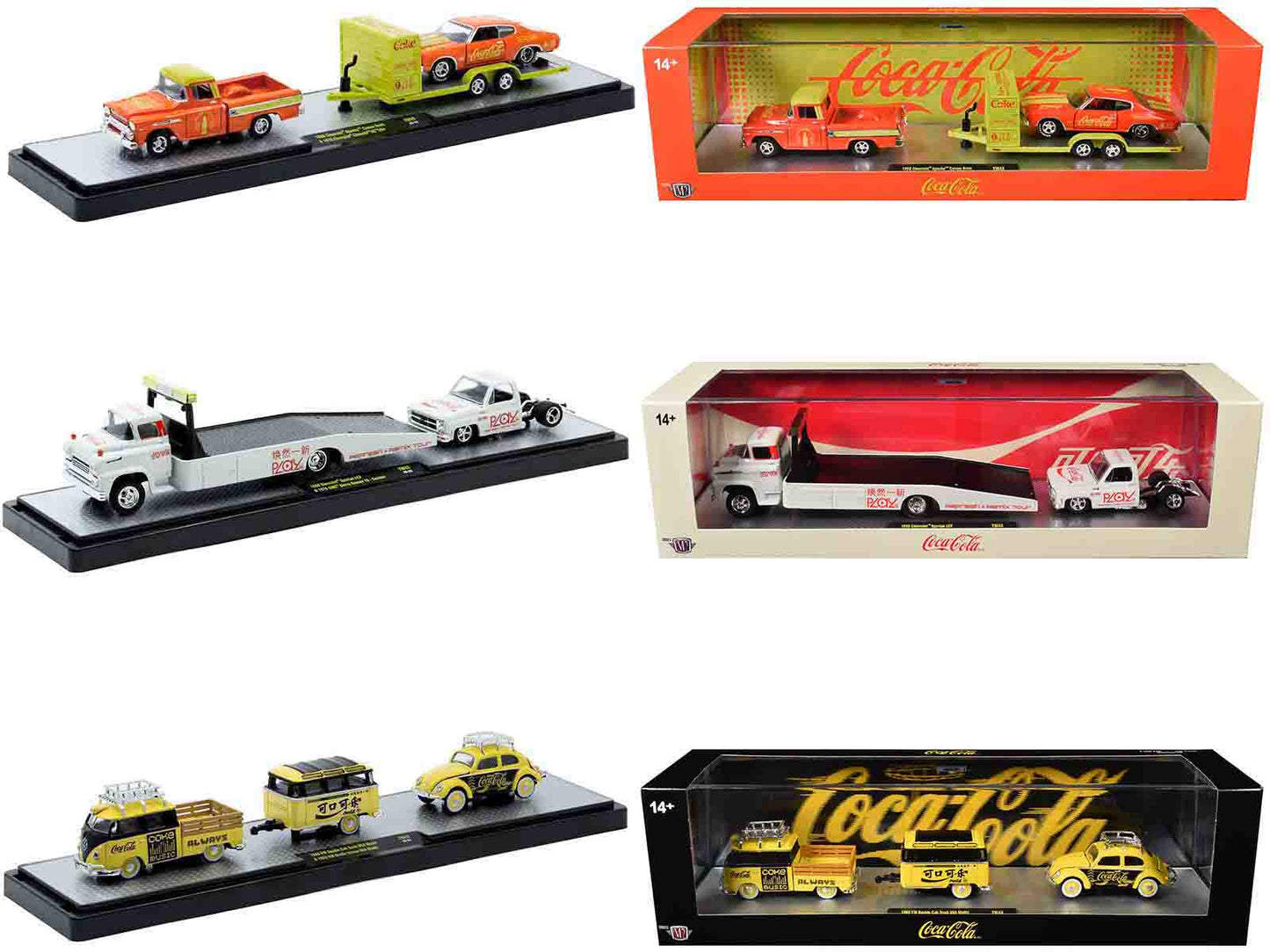 Auto Haulers "Coca-Cola" Set of 3 pieces Release 43 Limited Edition to 6200 pieces Worldwide 1/64 Diecast Models by M2 Machines  free shipping USA