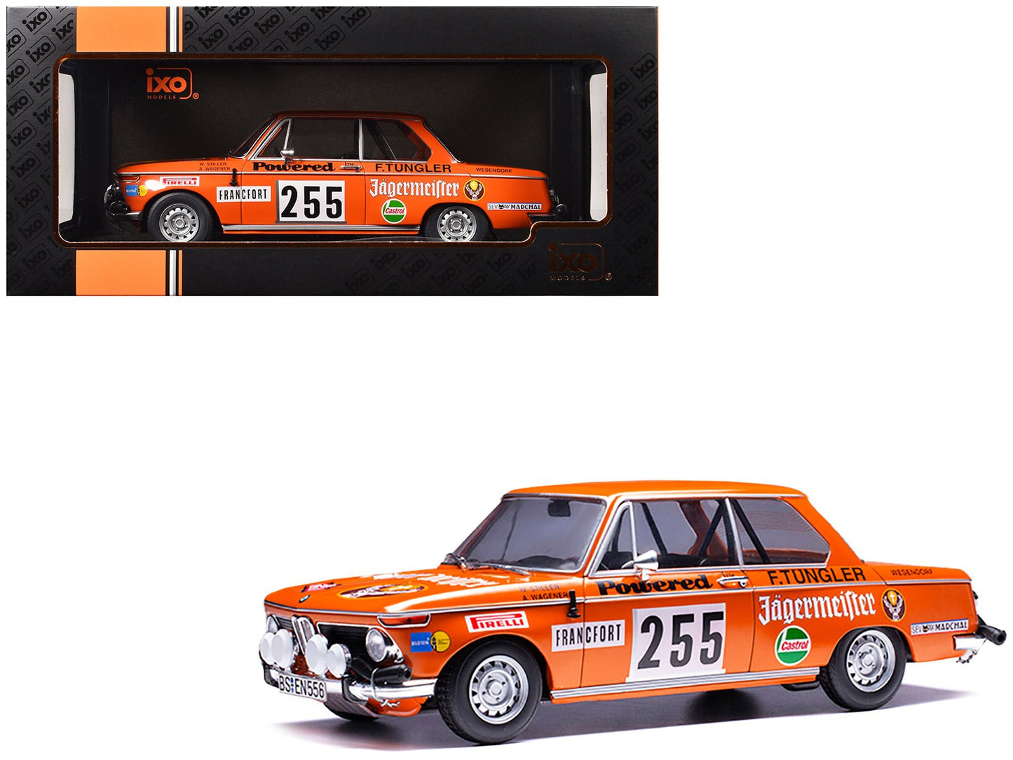 BMW 2002 #255 Wolfgang Stiller - Axel Wagener "Rallye Monte-Carlo" (1973) 1/18 Diecast Model Car by IXO Models  free shipping USA
