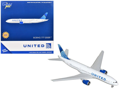 Boeing 777-200ER Commercial Aircraft with Flaps Down "United Airlines" (N798UA) White with Blue Tail 1/400 Diecast Model Airplane by GeminiJets  free shipping USA