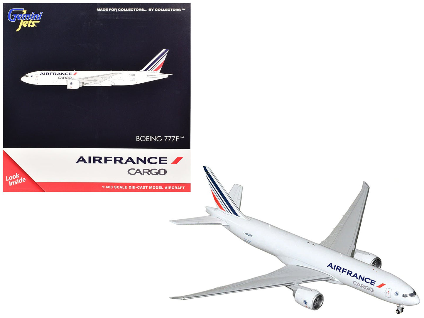 Boeing 777F Commercial Aircraft "Air France Cargo" (F-GUOC) White with Red and Blue Striped Tail 1/400 Diecast Model Airplane by GeminiJets  free shipping USA