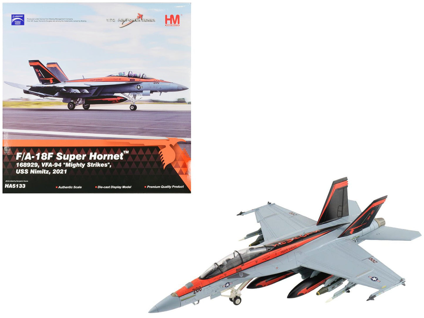 Boeing F/A-18F Super Hornet Fighter Aircraft "VFA-94 'Mighty Strikes' USS Nimitz" (2021) United States Navy "Air Power Series" 1/72 Diecast Model by Hobby Master  free shipping USA