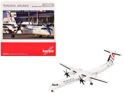 Bombardier Q400 Commercial Aircraft "Croatia Airlines" (9A-CQE) White with Tail Graphics 1/200 Diecast Model Airplane by Herpa  free shipping USA