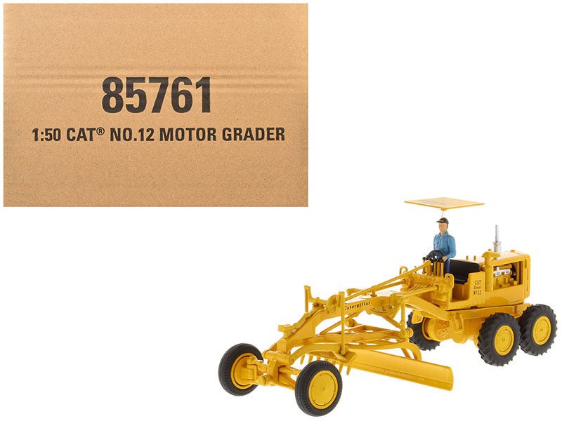 CAT Caterpillar No.12 Motor Grader Yellow with Operator "Vintage Series" 1/50 Diecast Model by Diecast Masters  free shipping USA