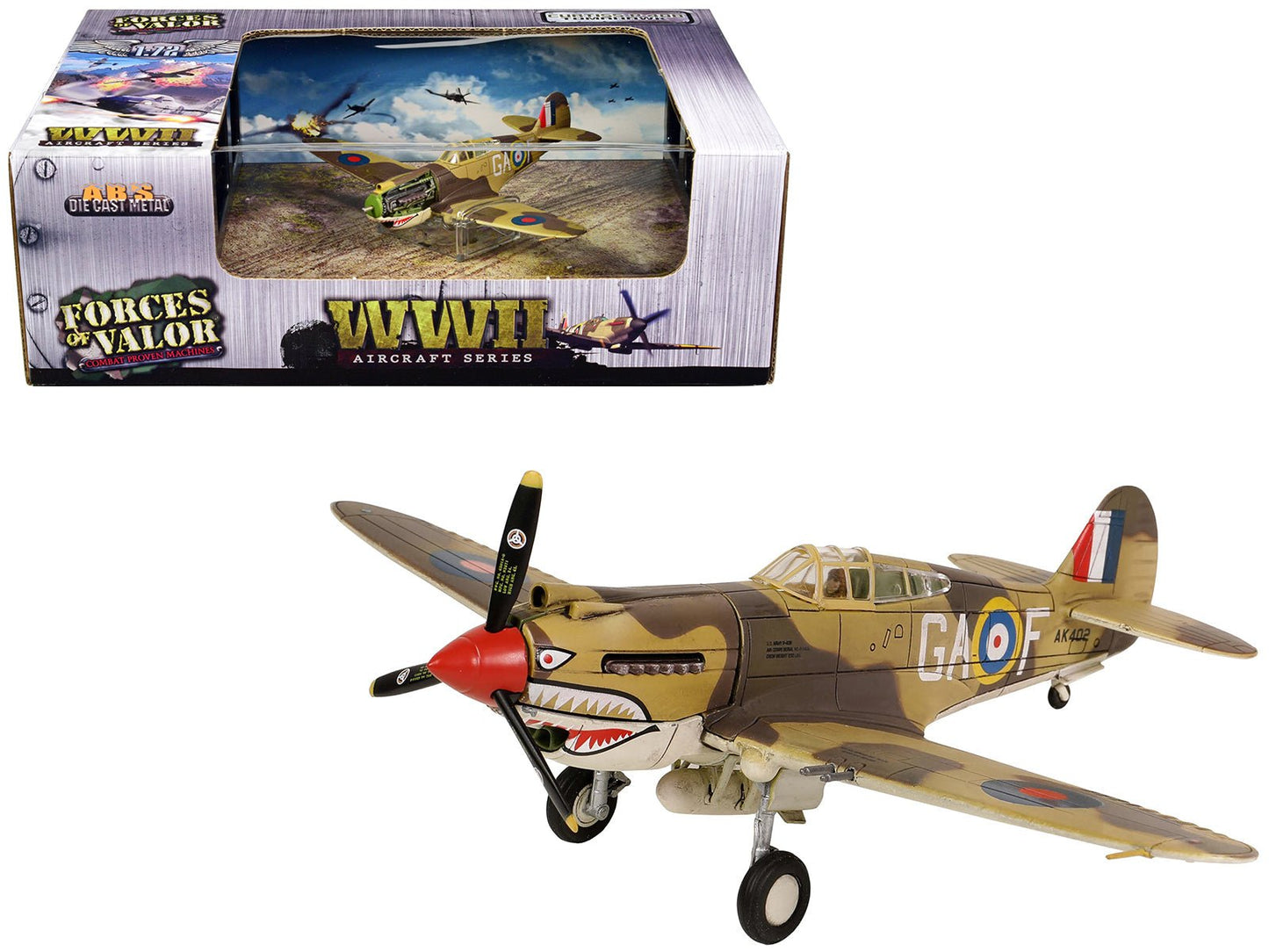 Curtiss P-40B Tomahawk MK IIB Aircraft Fighter "112 Squadron (Royal Air Force) AK402 GA-F North Africa" (October 1941) "WW2 Aircrafts Series" 1/72 Diecast Model by Forces of Valor  free shipping USA