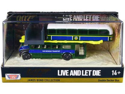 Double Decker Bus "San Monique Transport" "Hitting Bridge Scene" James Bond 007 "Live and Let Die" (1973) Movie with Display "James Bond Collection" Series Diecast Model by Motormax  free shipping USA