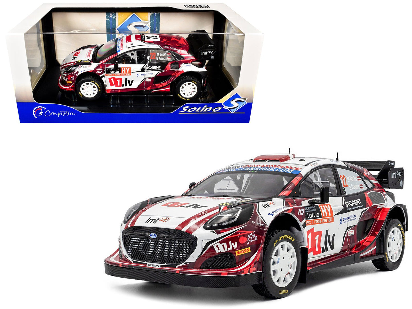 Ford Puma Rally1 #22 Martins Sesks - Renars Francis "Rally Latvia" (2024) "Competition" Series 1/18 Diecast Model Car by Solido  free shipping USA