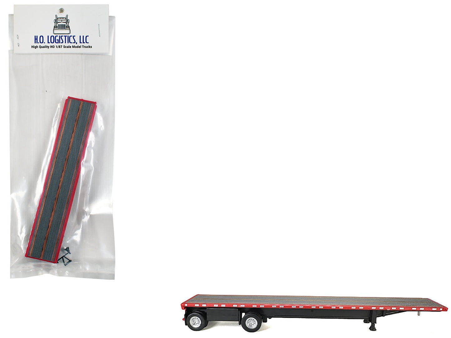 High Boy Spread Axle Flatbed Trailer Red 1/87 (HO) Plastic Model Car by HO Logistics  free shipping USA