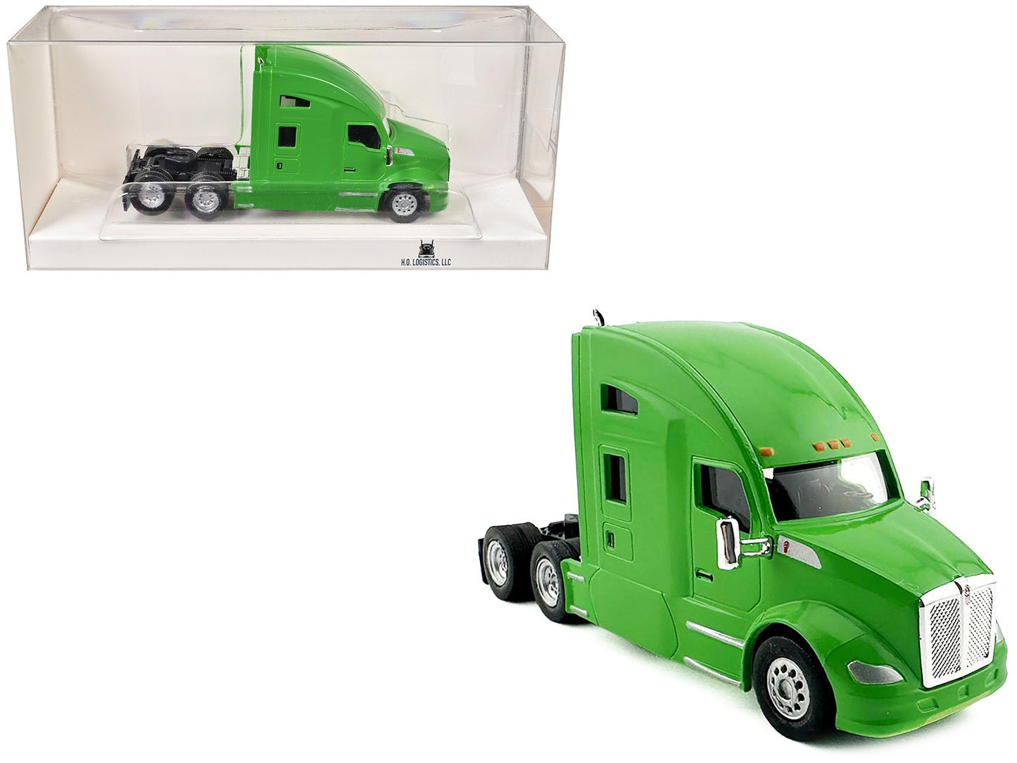 Kenworth T680 Sleeper Cab Lime Green 1/87 (HO) Plastic Model Car by HO Logistics  free shipping USA
