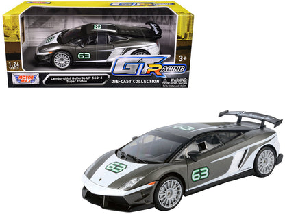 Lamborghini Gallardo LP 560-4 Super Trofeo #63 Gray Metallic and White "GT Racing" Series 1/24 Diecast Model Car by Motormax  free shipping USA