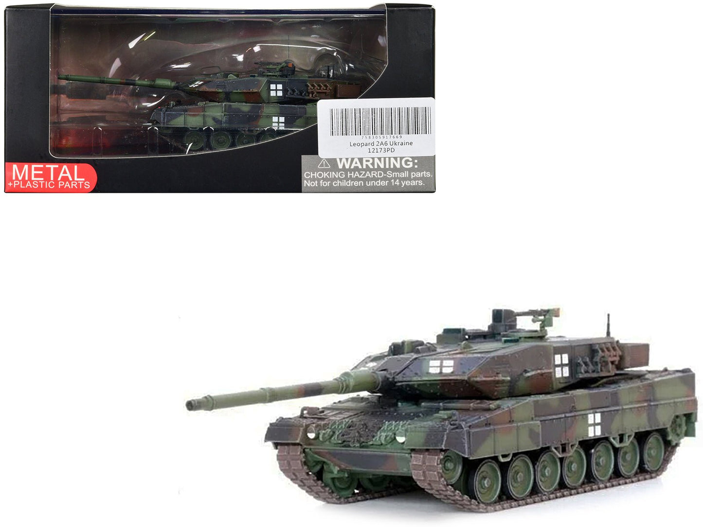 Leopard 2A6 Main Battle Tank Green Camouflage "Ukrainian Army" "Armor Premium" Series 1/72 Diecast Model by Panzerkampf  free shipping USA