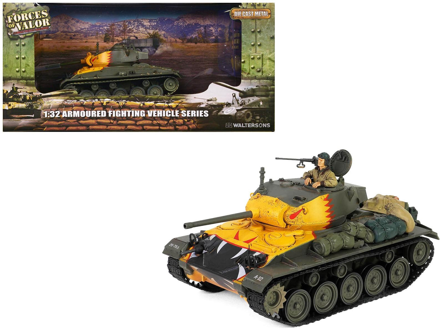 M24 Chaffee Light Tank "Tiger Face 79th Tank Btn Han River South Korea" (1950) United States Army "Armoured Fighting Vehicle" Series 1/32 Diecast Model by Forces of Valor  free shipping USA