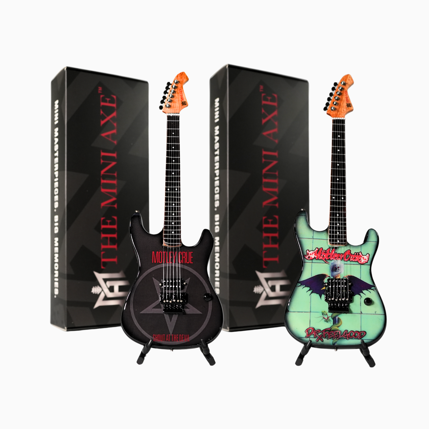 Mötley Crüe "Shout at the Devil" and "Dr. Feelgood" Collectible Miniature Guitar Set