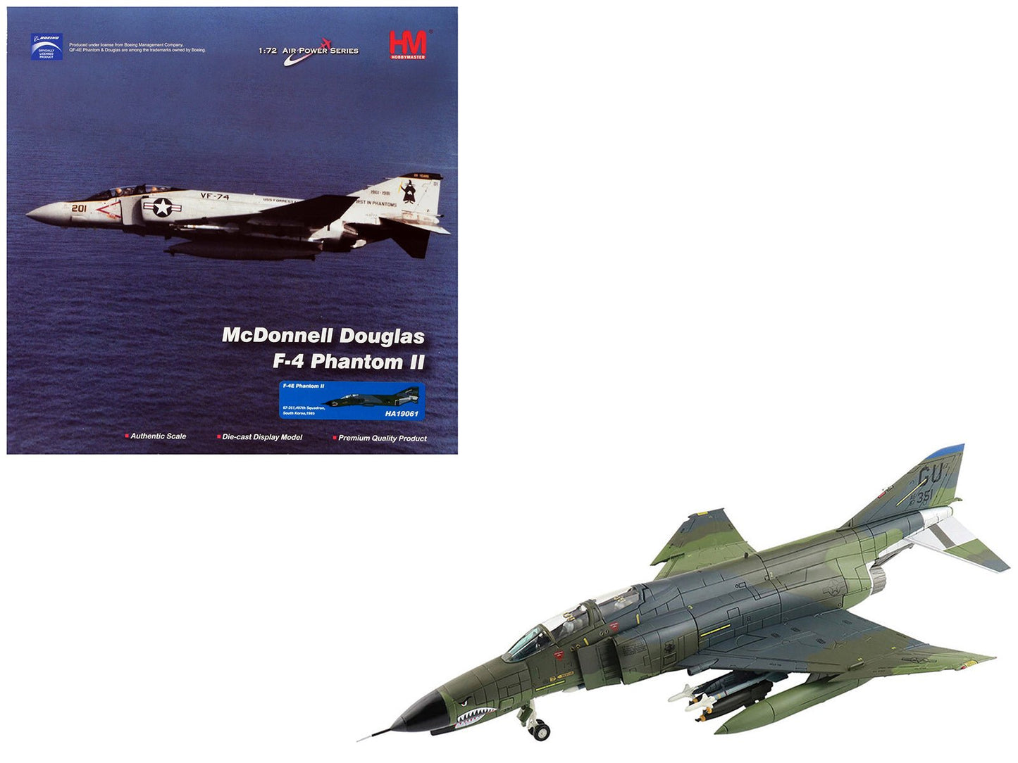 McDonnell Douglas F-4E Phantom II Fighter-Bomber Aircraft "497th Squadron South Korea" (1985) United States Air Force "Air Power Series" 1/72 Diecast Model by Hobby Master  free shipping USA