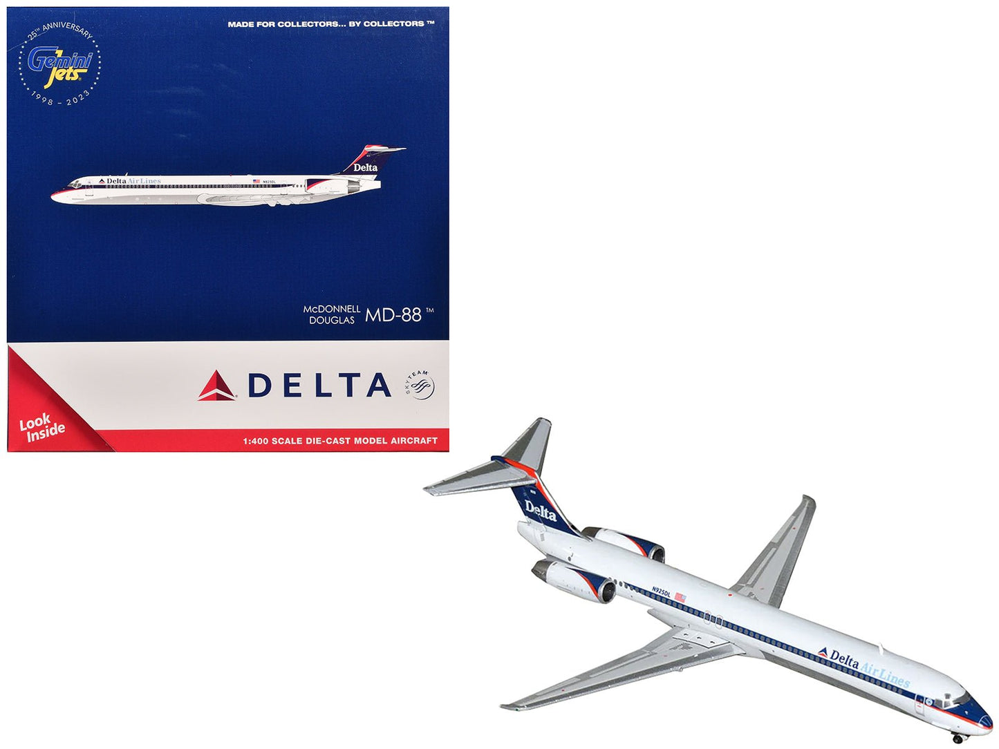 McDonnell Douglas MD-88 Commercial Aircraft "Delta Air Lines" (N925DL) White with Blue and Red Graphics 1/400 Diecast Model Airplane by GeminiJets  free shipping USA