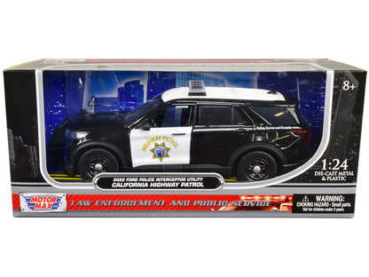 2022 Ford Police Interceptor Utility "California Highway Patrol" Black and White 1/24 Diecast Model Car by Motormax  free shipping USA
