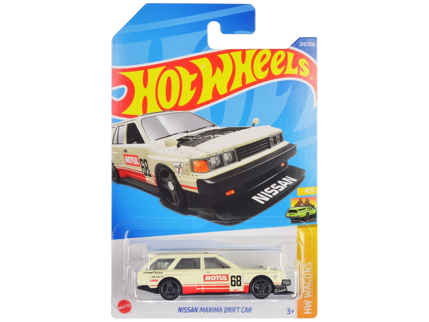 Nissan Maxima Wagon Drift Car #68 "Motul" Cream with Red Stripes "HW Wagons" Series Diecast Model Car by Hot Wheels  free shipping USA