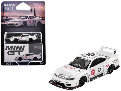 Nissan Silvia (S15) LB-Super Silhouette RHD (Right Hand Drive) #23 "Athlete" White with Graphics Limited Edition 1/64 Diecast Model Car by Mini GT  free shipping USA