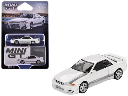 Nissan Skyline GT-R (R32) RHD (Right Hand Drive) "Veilside Combat C-I" White with Gray Stripes Limited Edition 1/64 Diecast Model Car by Mini GT  free shipping USA