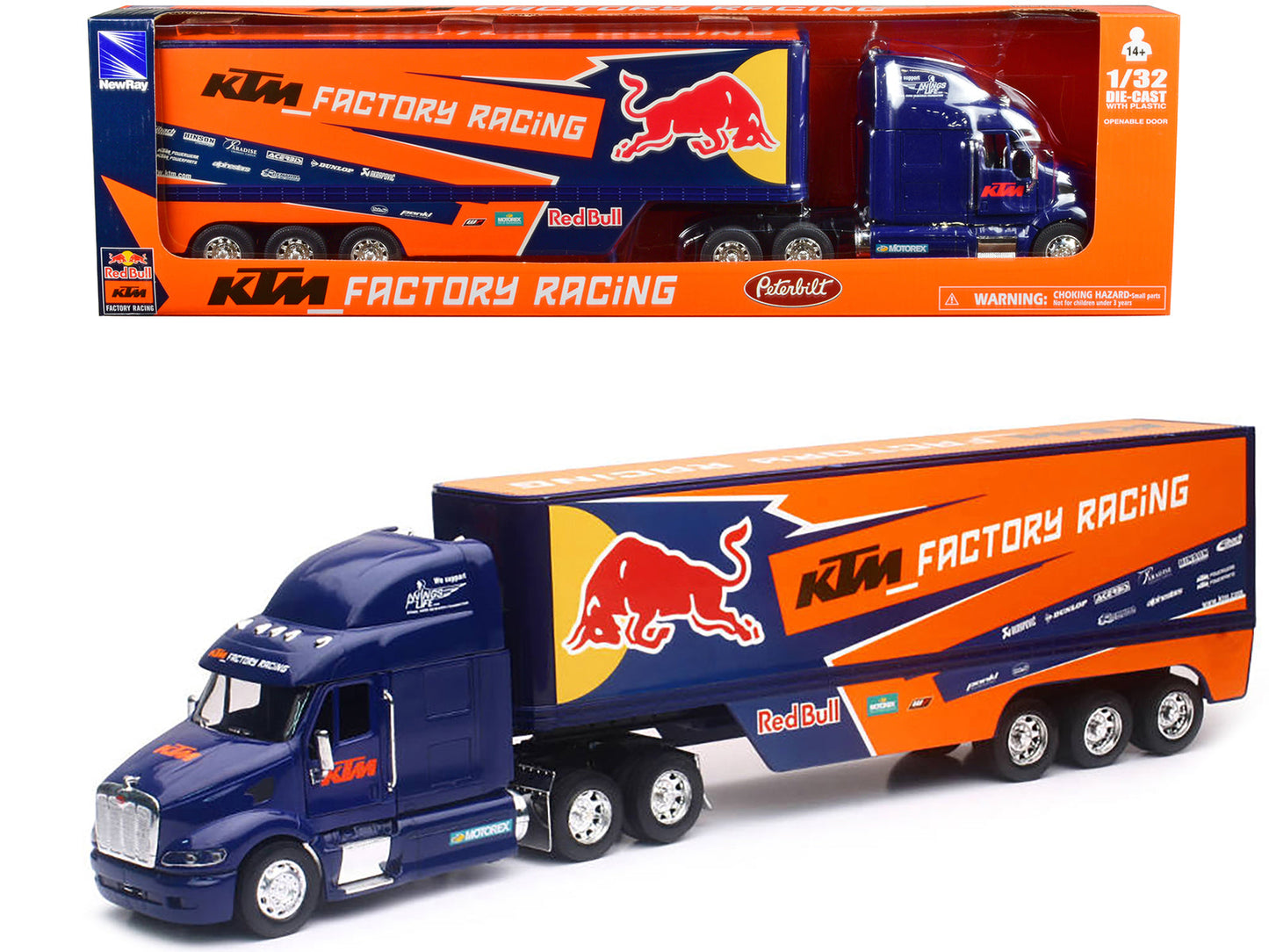 Peterbilt 387 Truck Dark Blue "Red Bull - KTM Factory Racing" 1/32 Diecast Model by New Ray  free shipping USA