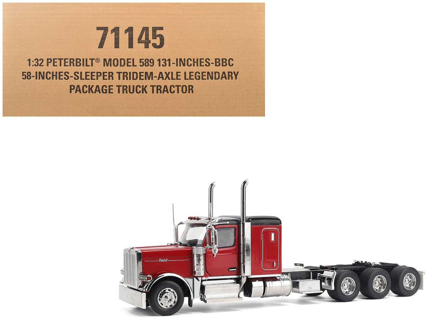 Peterbilt 589 Tridem-Axle Legendary Package Truck Tractor with 58" Sleeper Legendary Red "Transport Series" 1/32 Diecast Model by Diecast Masters  free shipping USA