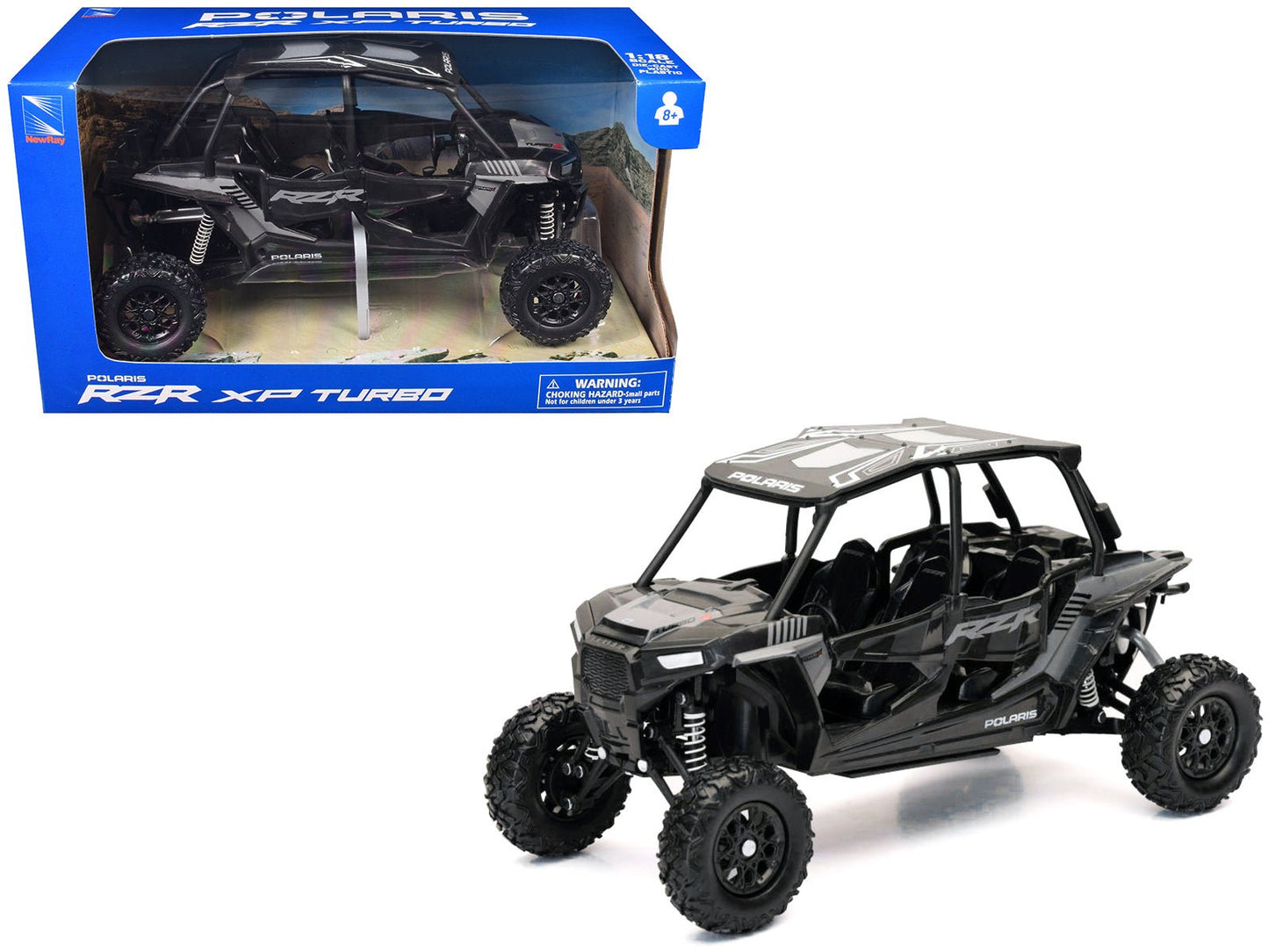 Polaris RZR XP 4 Turbo EPS Sport UTV Onyx Black with Gray Graphics 1/18 Diecast Model by New Ray  free shipping USA